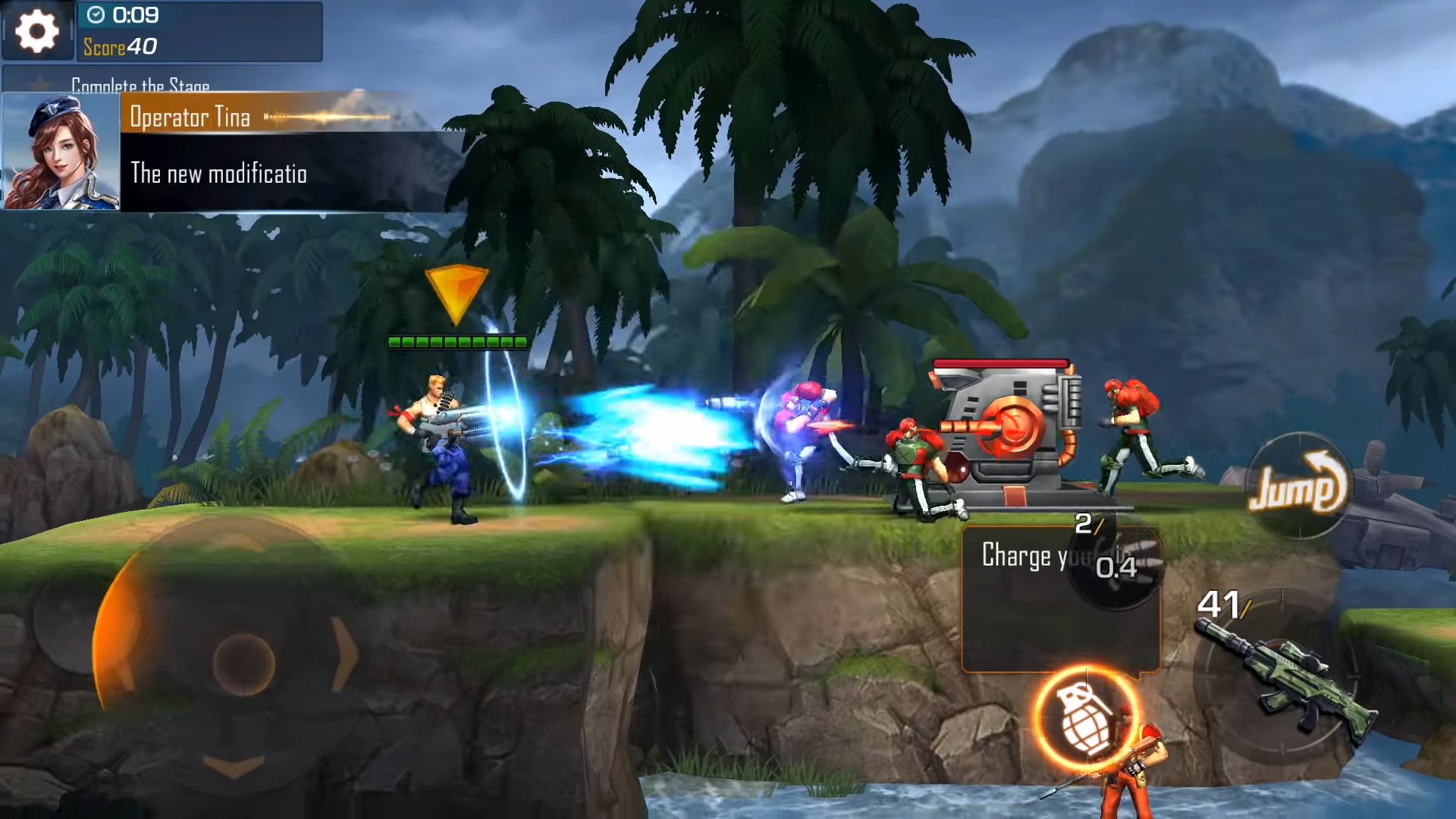 Gameplay of the Contra Returns for Android phone or tablet.