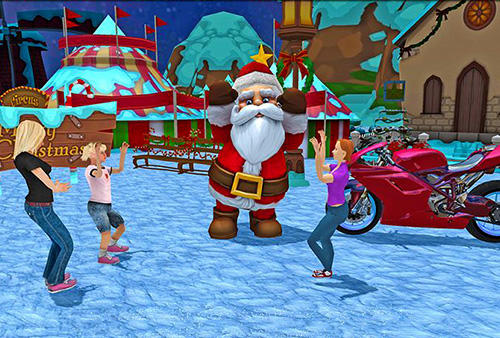 Gameplay of the Crazy Santa moto: Gift delivery for Android phone or tablet.