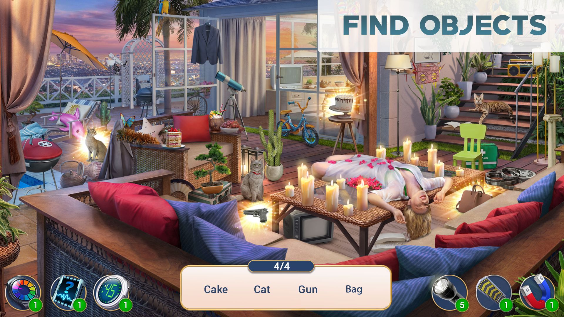 Gameplay of the Crime Mysteries: Find objects for Android phone or tablet.