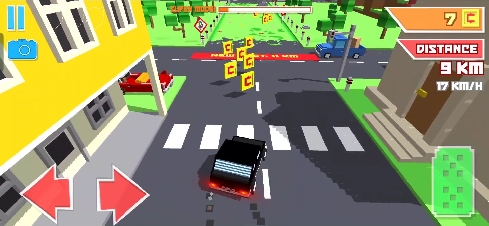 Gameplay of the Crossy Brakes: Blocky Road Fun for Android phone or tablet.