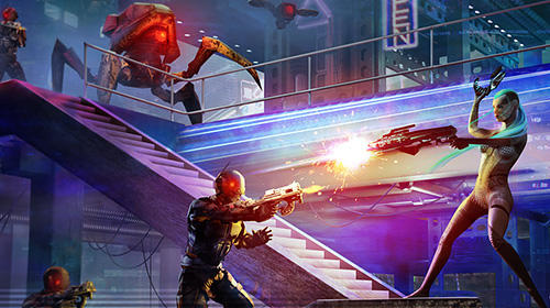 Gameplay of the Cyber strike: Infinite runner for Android phone or tablet.