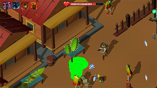 Gameplay of the Deadland cowboy: Zombie bone killer for Android phone or tablet.