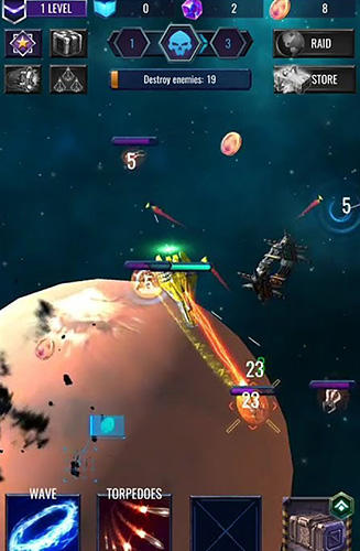 Gameplay of the Deep raid: Idle RPG space ship battles for Android phone or tablet.