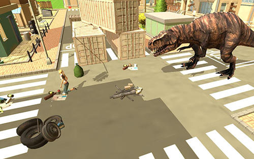 Gameplay of the Dinosaur simulator 2: Dino city for Android phone or tablet.
