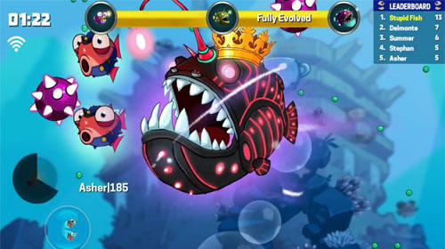 Gameplay of the Eatme.io: Hungry fish fun game for Android phone or tablet.