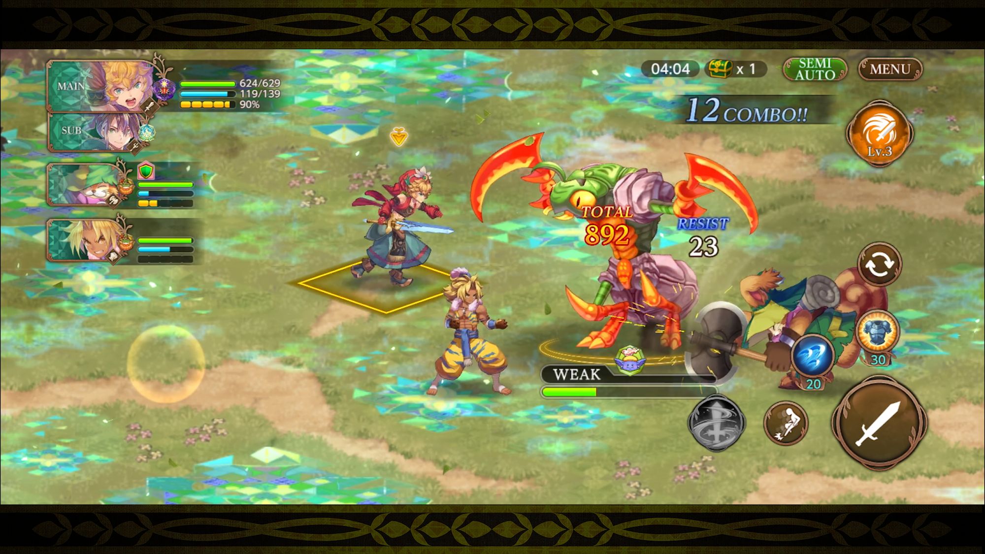 Gameplay of the ECHOES of MANA for Android phone or tablet.