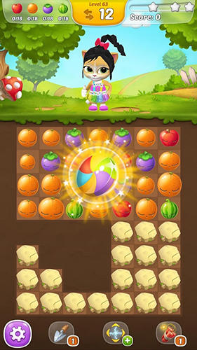 Gameplay of the Emma the cat: Fruit mania for Android phone or tablet.