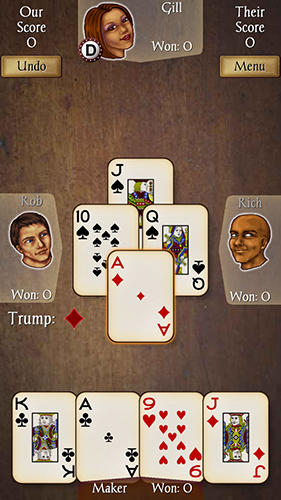 Gameplay of the Euchre for Android phone or tablet.