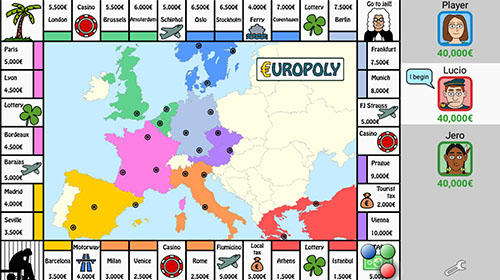 Gameplay of the Europoly for Android phone or tablet.