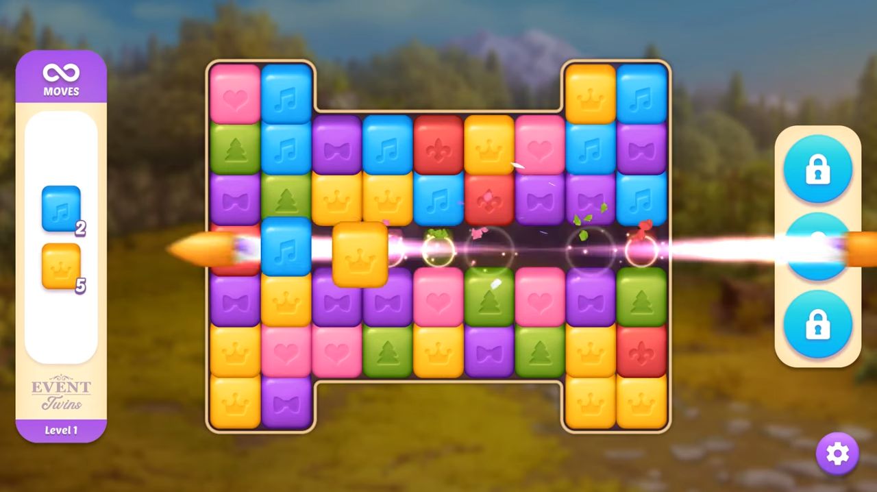 Gameplay of the Event Twins: Design & Blast for Android phone or tablet.