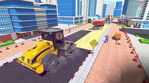 Gameplay of the Excavator digging: Road construction simulator 3D for Android phone or tablet.