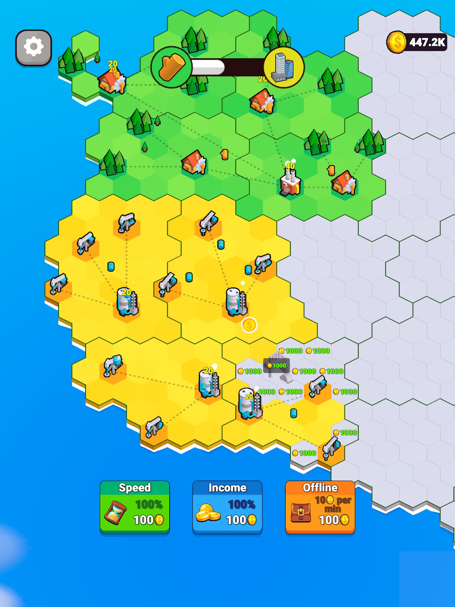 Gameplay of the Factory World: Connect Map for Android phone or tablet.