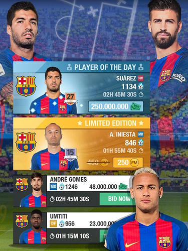 Gameplay of the FC Barcelona fantasy manager 2017 for Android phone or tablet.