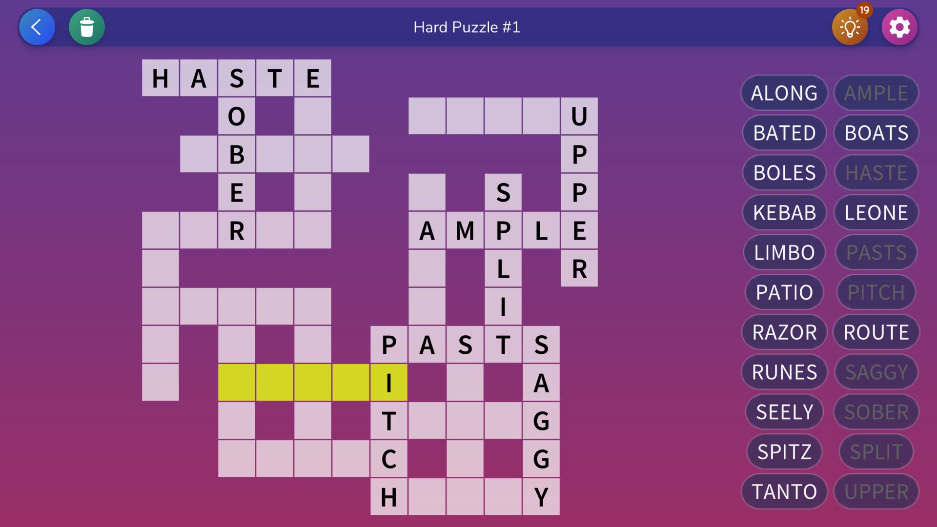 Gameplay of the Fill-in Crosswords Unlimited for Android phone or tablet.