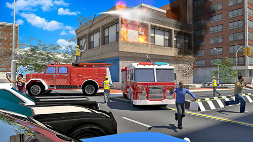 Gameplay of the Fire truck simulator 2019 for Android phone or tablet.