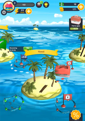 Gameplay of the Fishalot: Fishing game for Android phone or tablet.