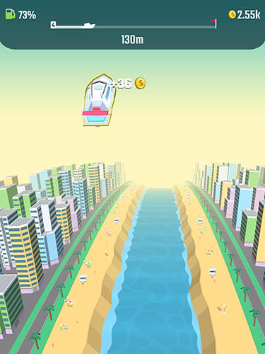 Gameplay of the Flippy boat: Catching waves for Android phone or tablet.