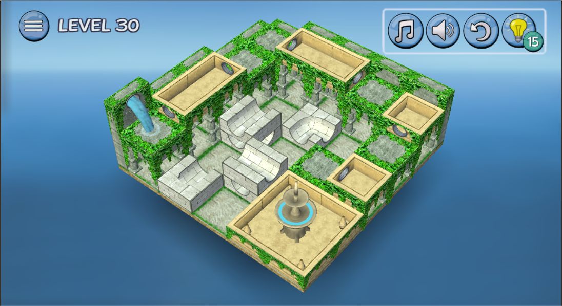 Gameplay of the Flow Water Fountain 3D Puzzle for Android phone or tablet.