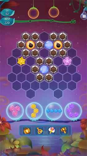 Gameplay of the Flower secret: Hexa block puzzle and gems eliminate for Android phone or tablet.