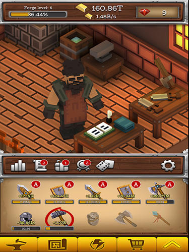 Gameplay of the Forgecraft: Idle tycoon for Android phone or tablet.