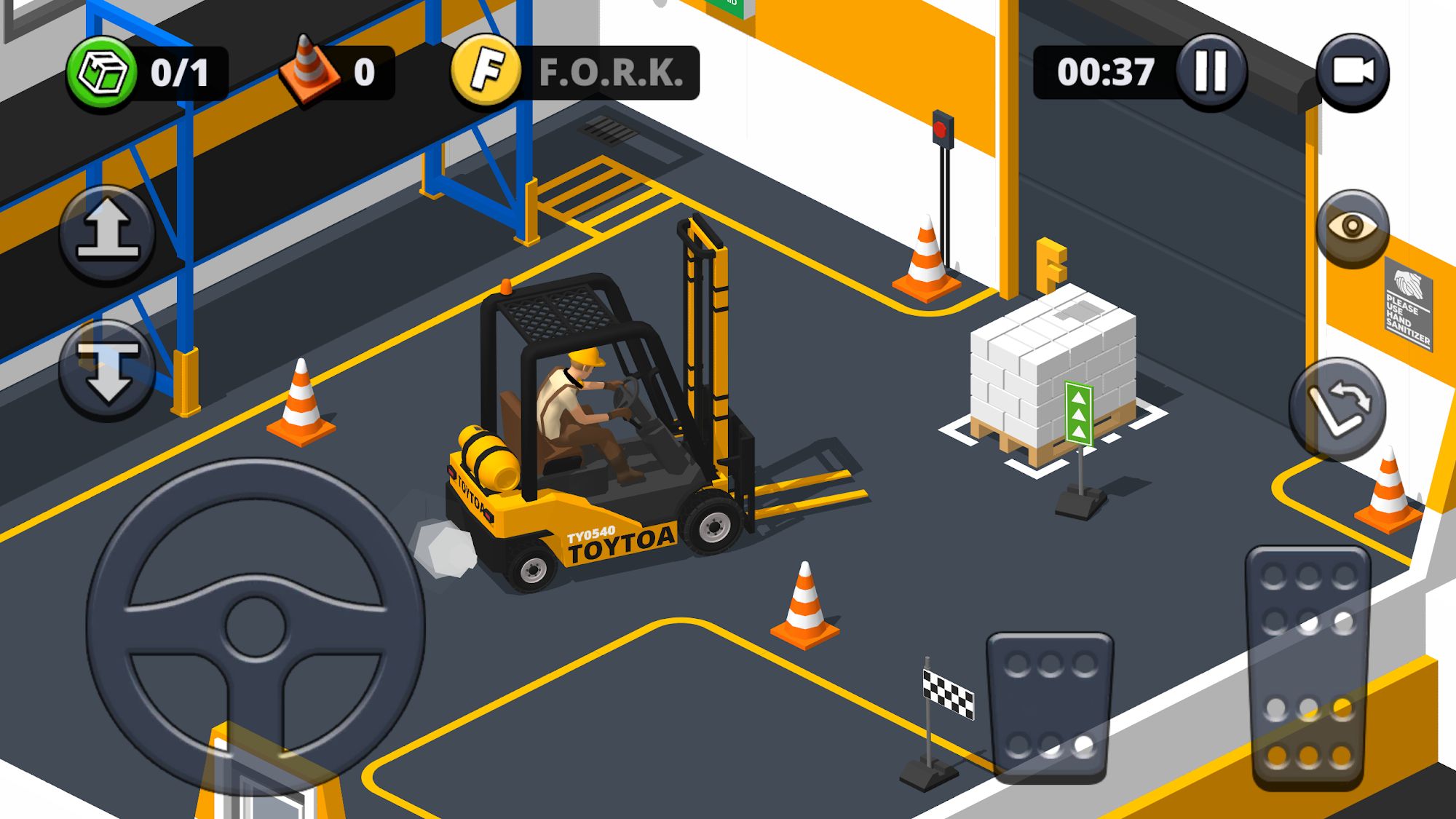 Gameplay of the Forklift Extreme Simulator for Android phone or tablet.