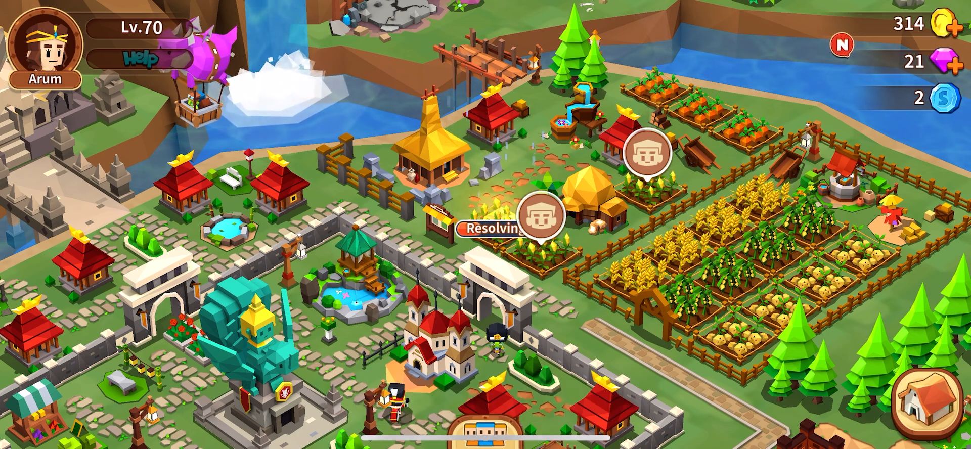 Gameplay of the Garena Fantasy Town - Farm Sim for Android phone or tablet.