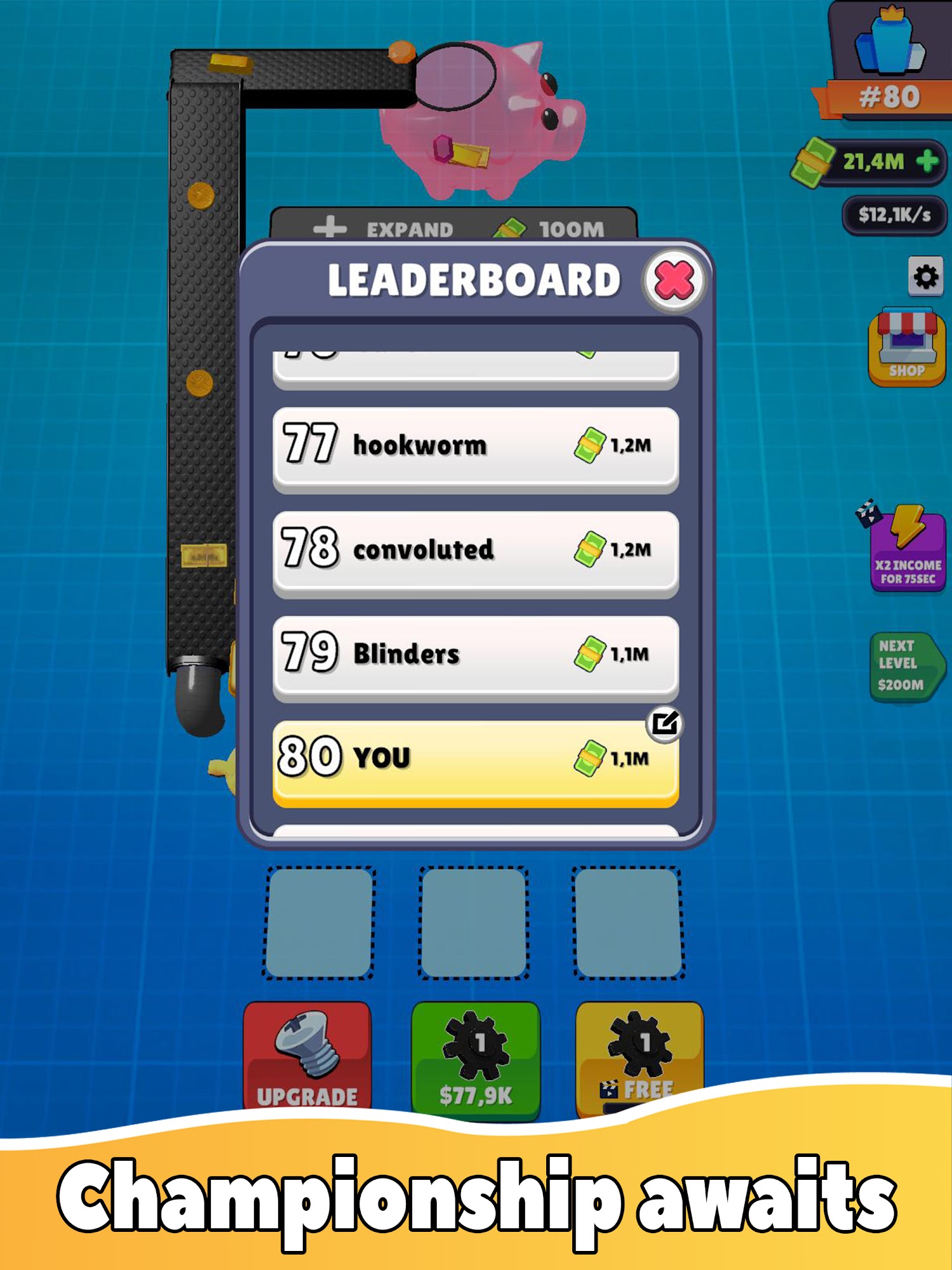 Gameplay of the Gear Clicker for Android phone or tablet.