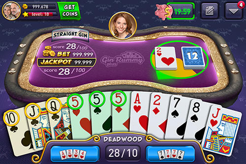 Gameplay of the Gin rummy plus for Android phone or tablet.