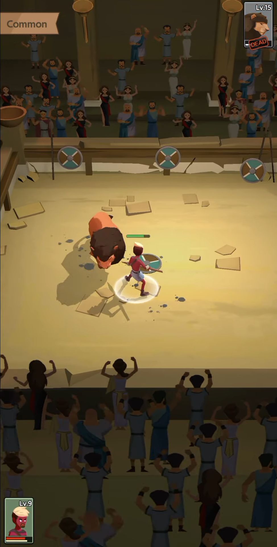 Gameplay of the Gladiators in position for Android phone or tablet.