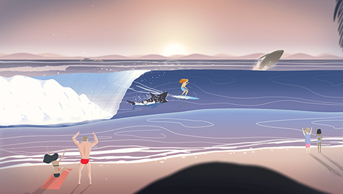 Gameplay of the Go surf: The endless wave for Android phone or tablet.