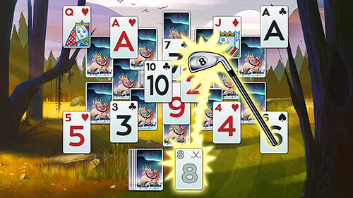 Gameplay of the Golf solitaire: Green shot for Android phone or tablet.