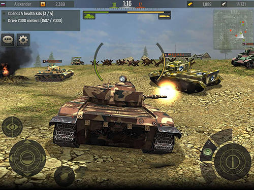 Gameplay of the Grand tanks: Tank shooter game for Android phone or tablet.