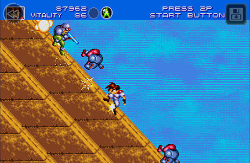 Gameplay of the Gunstar heroes classic for Android phone or tablet.