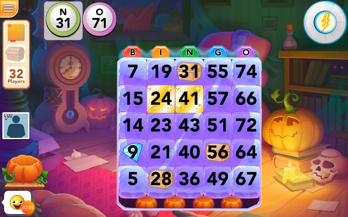 Gameplay of the Halloween Bingo for Android phone or tablet.