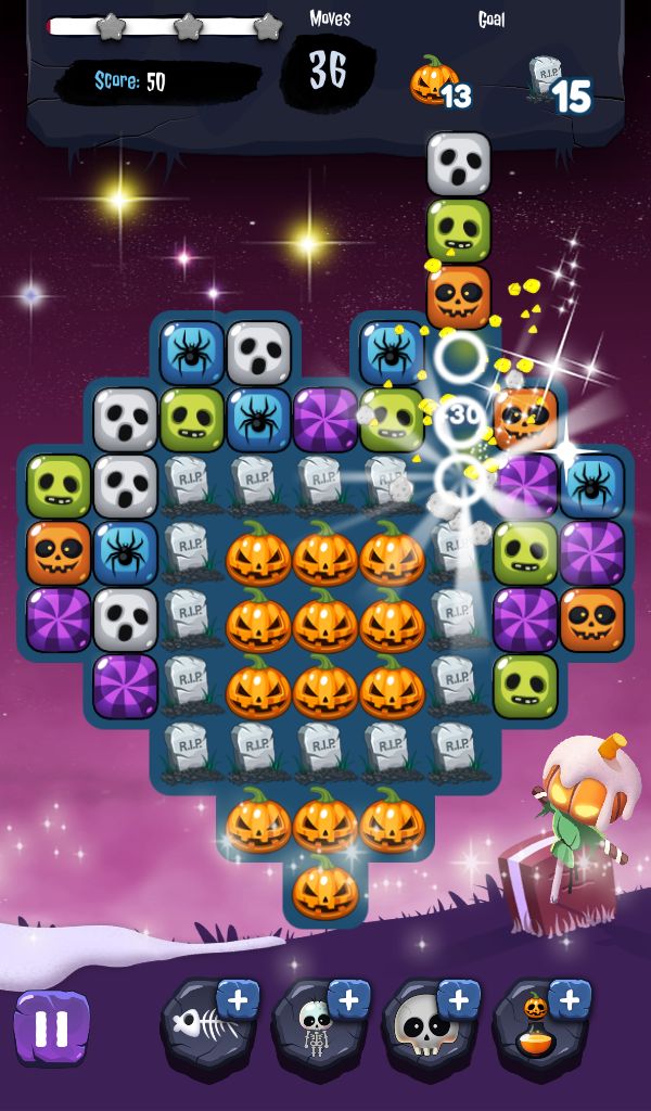 Gameplay of the Halloween Match for Android phone or tablet.
