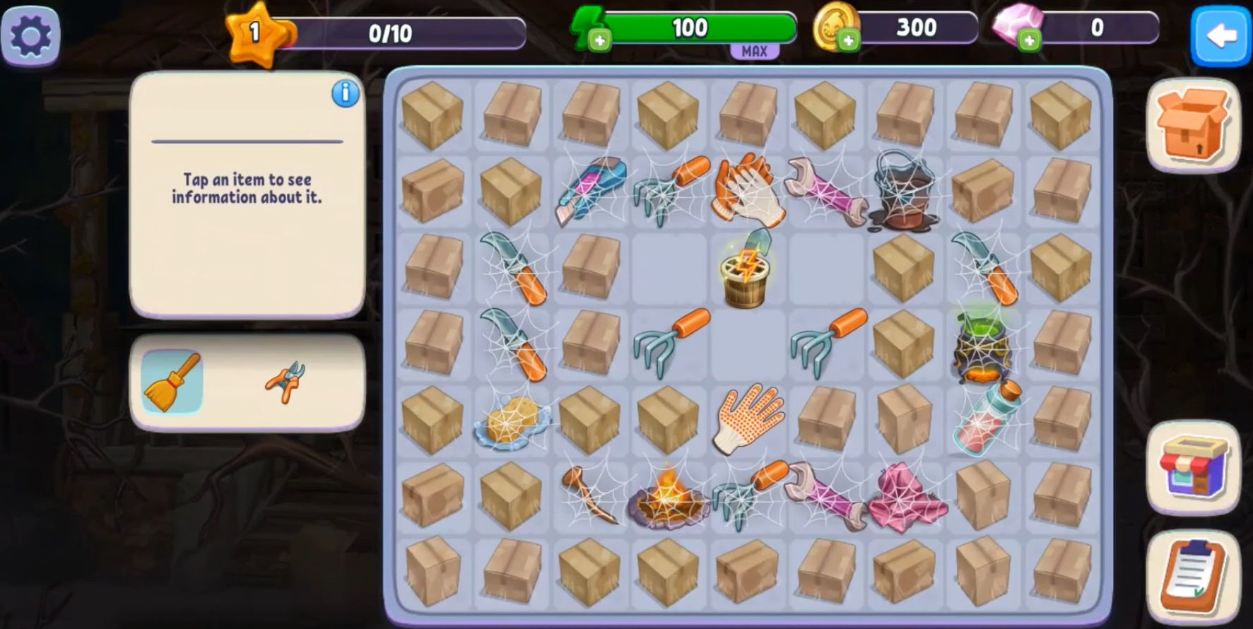 Gameplay of the Halloween Merge: House Design for Android phone or tablet.