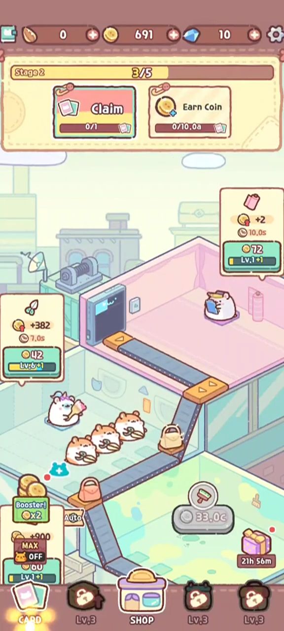 Gameplay of the Hamster Bag Factory : Tycoon for Android phone or tablet.