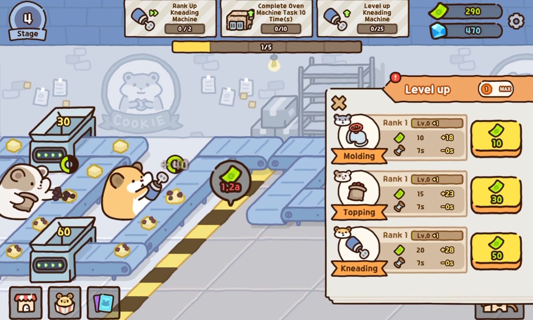 Gameplay of the Hamster Cookie Factory - Tycoon Game for Android phone or tablet.