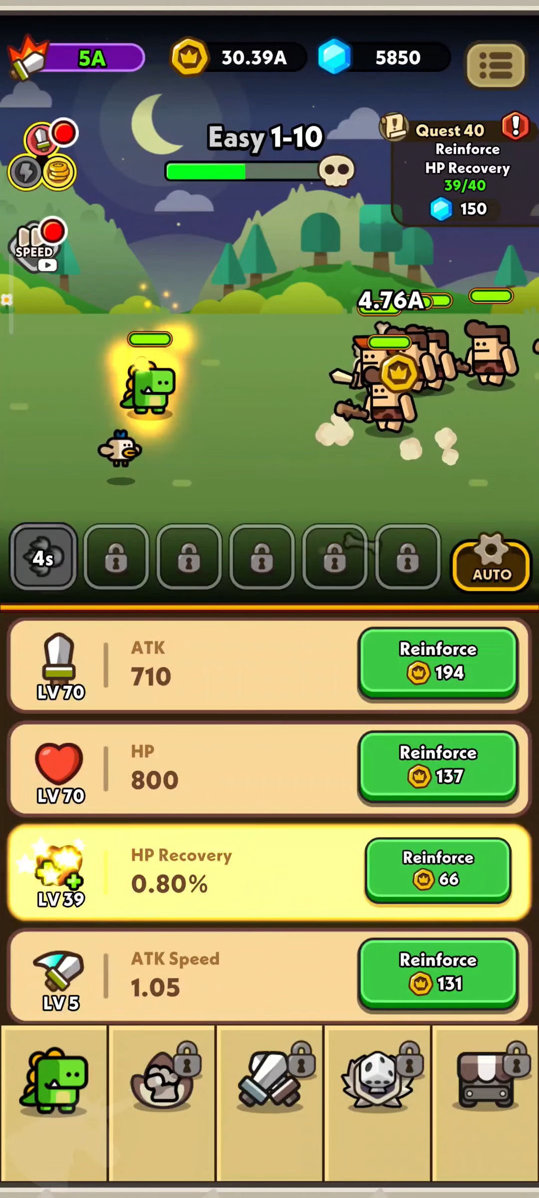 Gameplay of the Hero Dino: Idle RPG for Android phone or tablet.