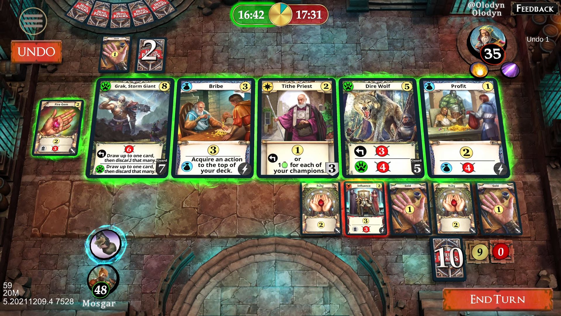Gameplay of the Hero Realms for Android phone or tablet.