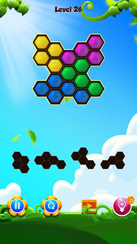 Gameplay of the Hexa block puzzle for Android phone or tablet.