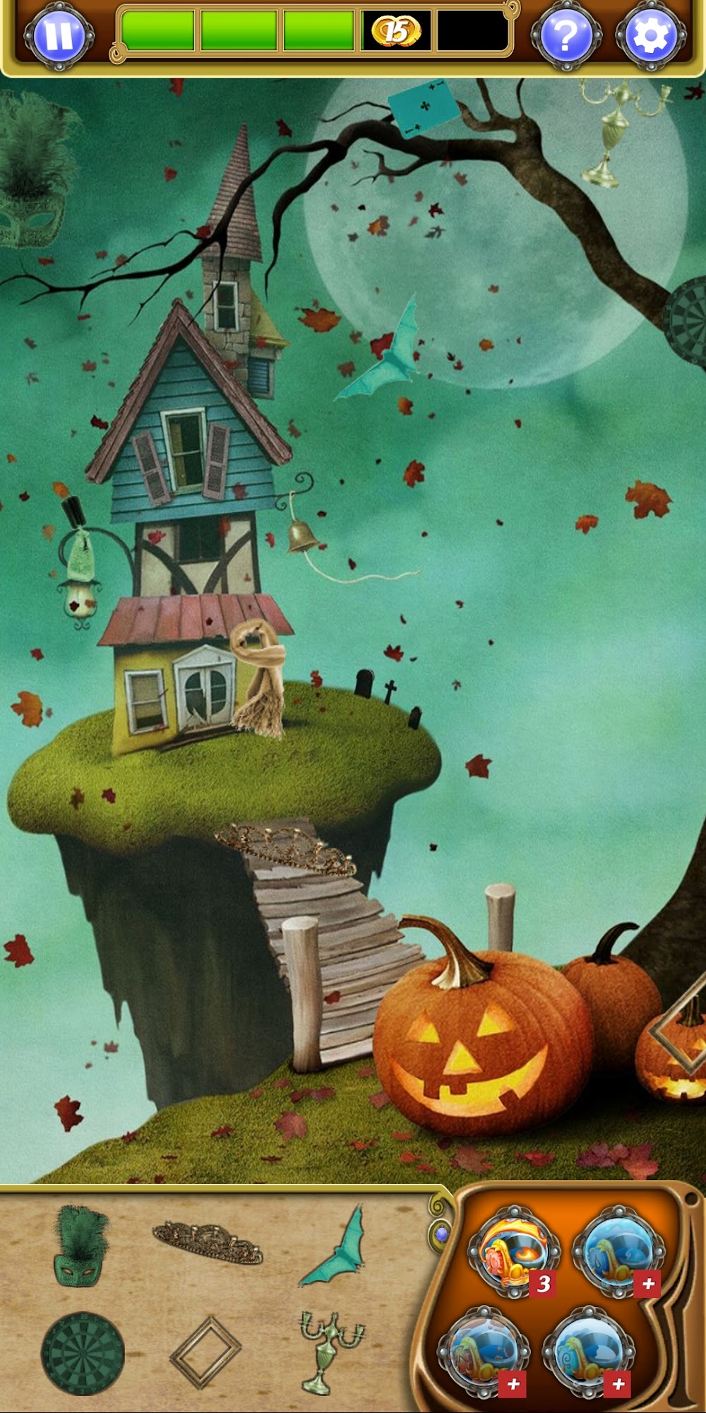 Gameplay of the Hidden Object Halloween Haunts for Android phone or tablet.