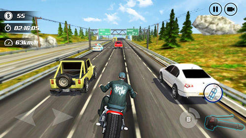Gameplay of the Highway moto rider: Traffic race for Android phone or tablet.