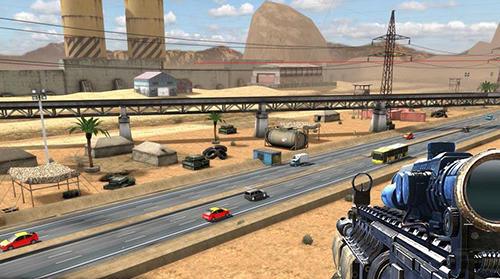 Gameplay of the Highway sniper shooting: Survival game for Android phone or tablet.