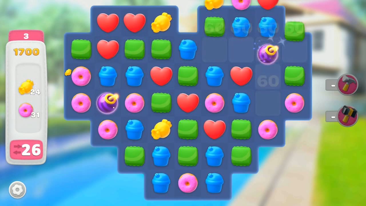 Gameplay of the Home Design:Candy Match for Android phone or tablet.