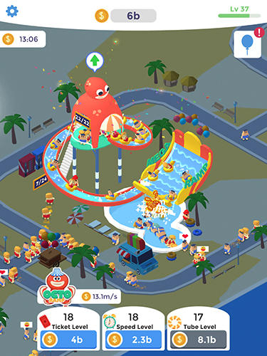 Gameplay of the Idle aqua park for Android phone or tablet.