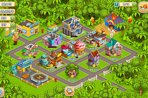 Gameplay of the Idle cartoon city for Android phone or tablet.