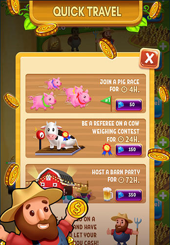 Gameplay of the Idle farm tycoon: A cash, inc and money idle game for Android phone or tablet.