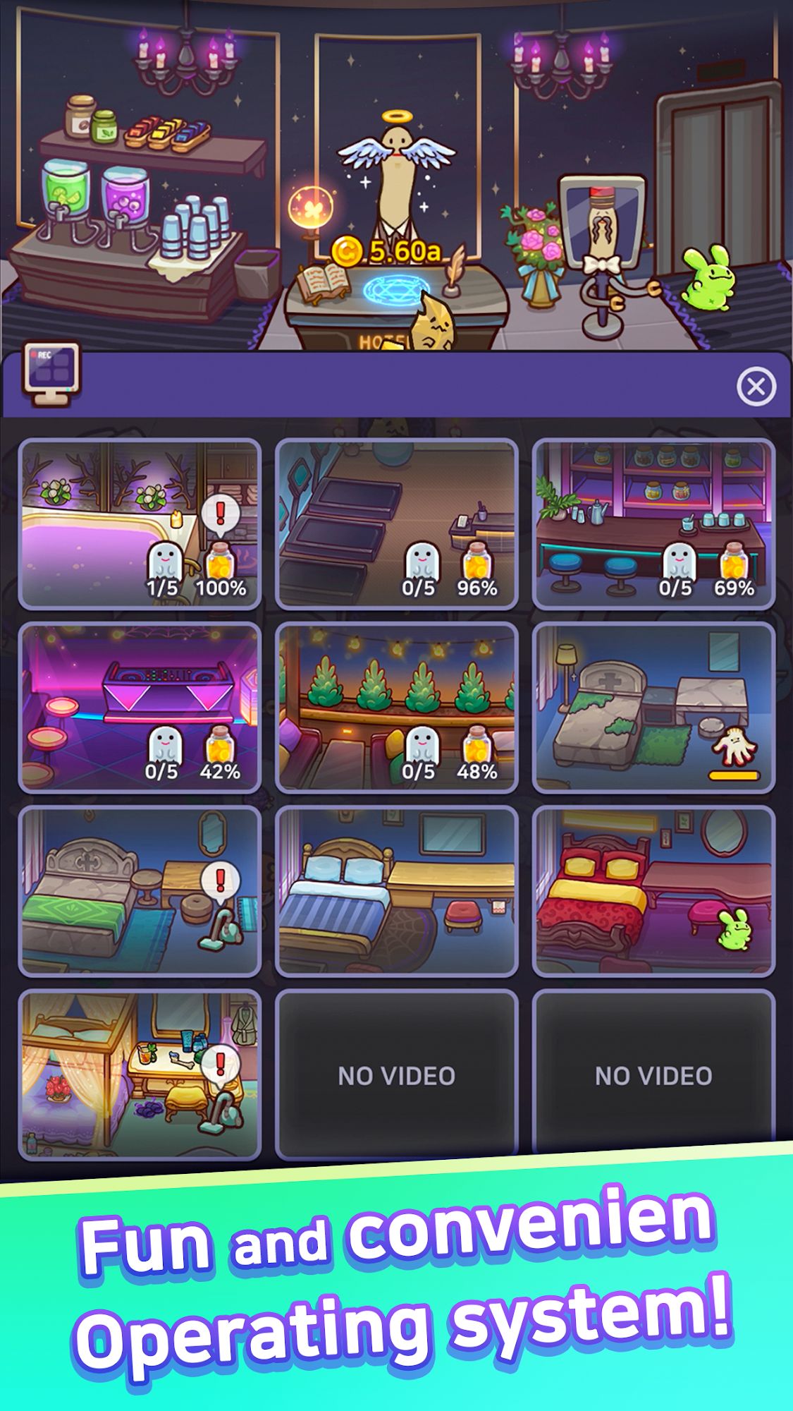 Gameplay of the Idle Ghost Hotel for Android phone or tablet.