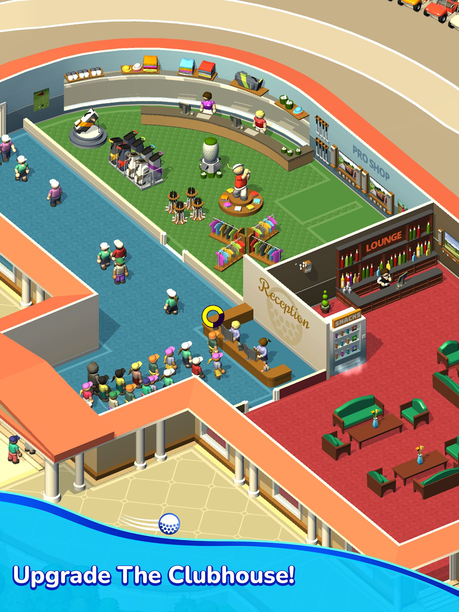 Gameplay of the Idle Golf Club Manager Tycoon for Android phone or tablet.